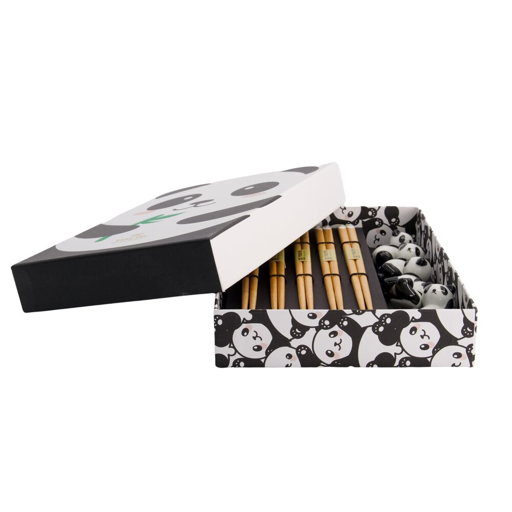 Spisepinde & holdere gavesæt, Panda - 5 par